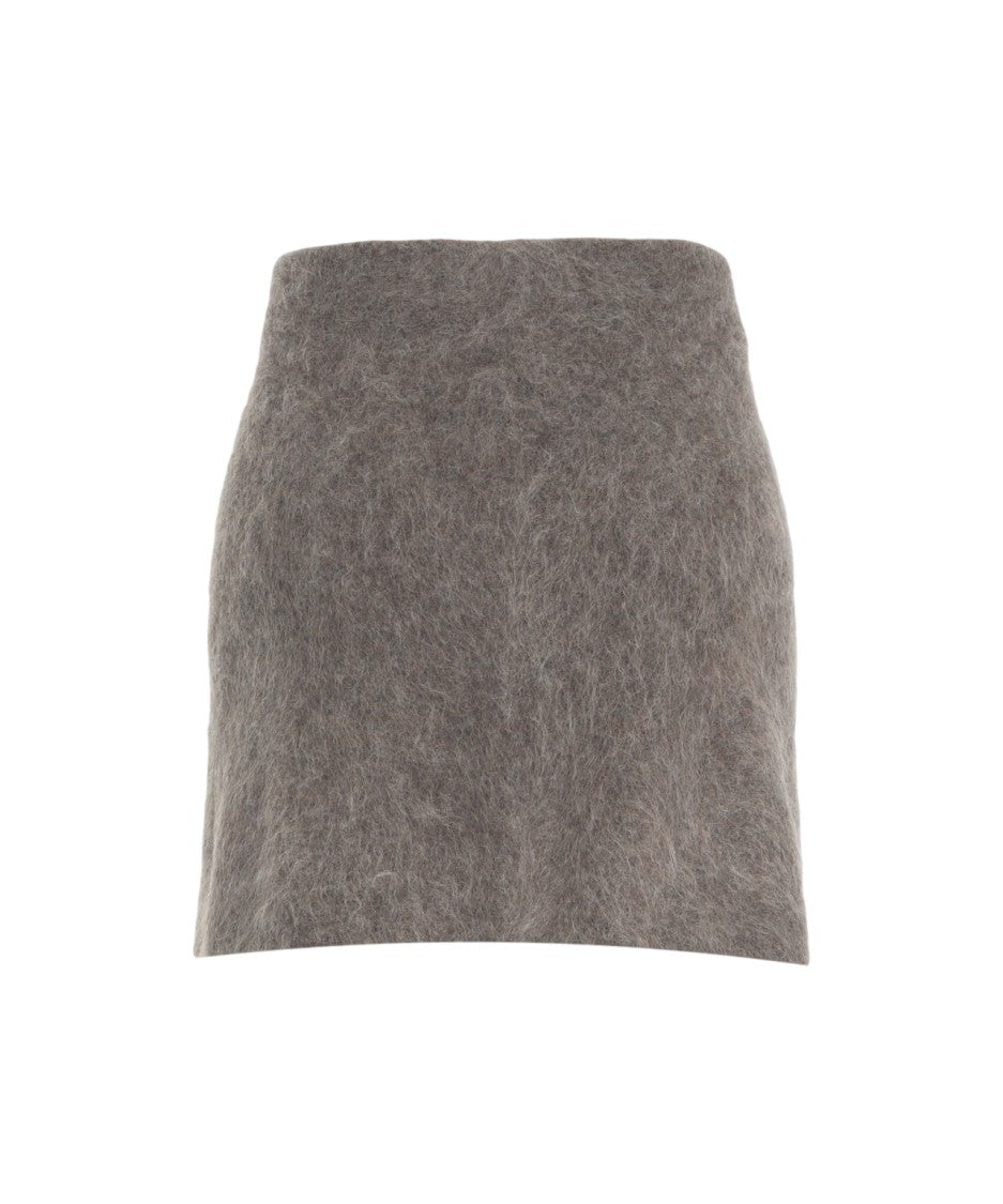 Soft Goat Heathered Alpaca Mini Skirt With High Waist Silhouette