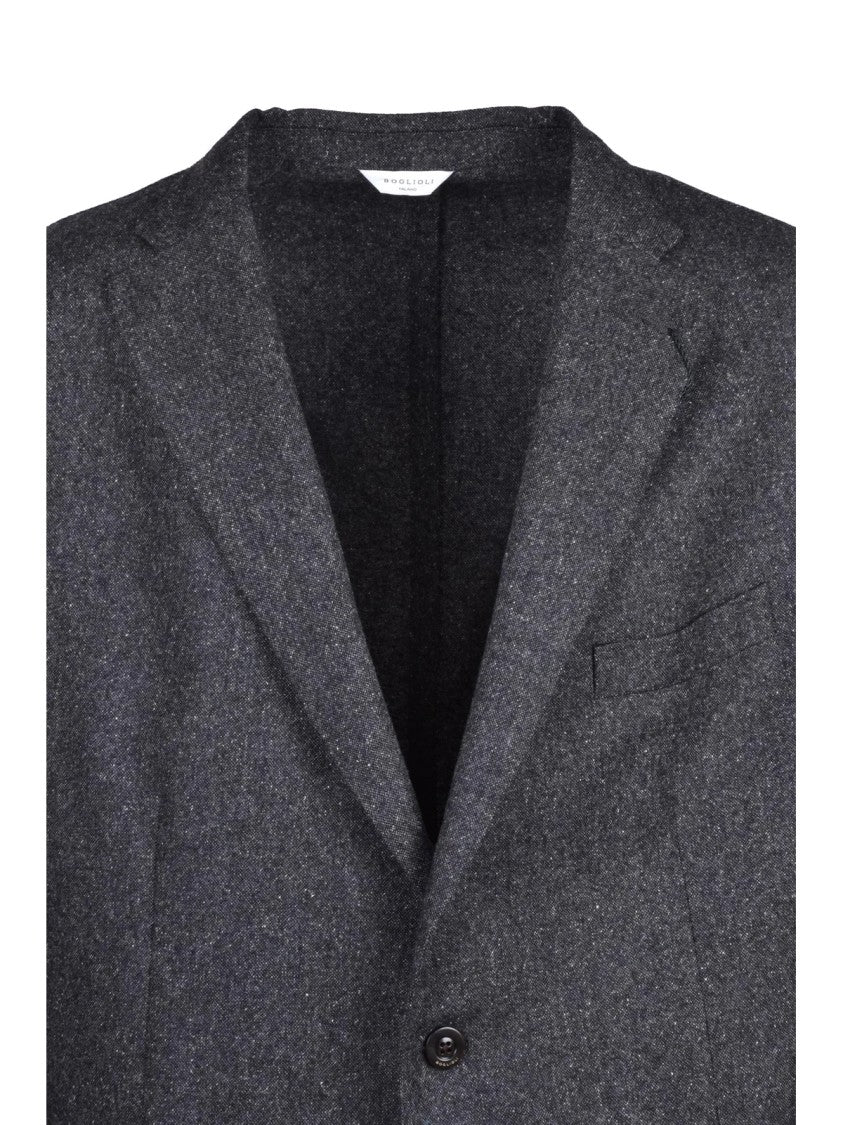 Boglioli Grey Stretch Virgin Wool-Blend Tailored Jacket