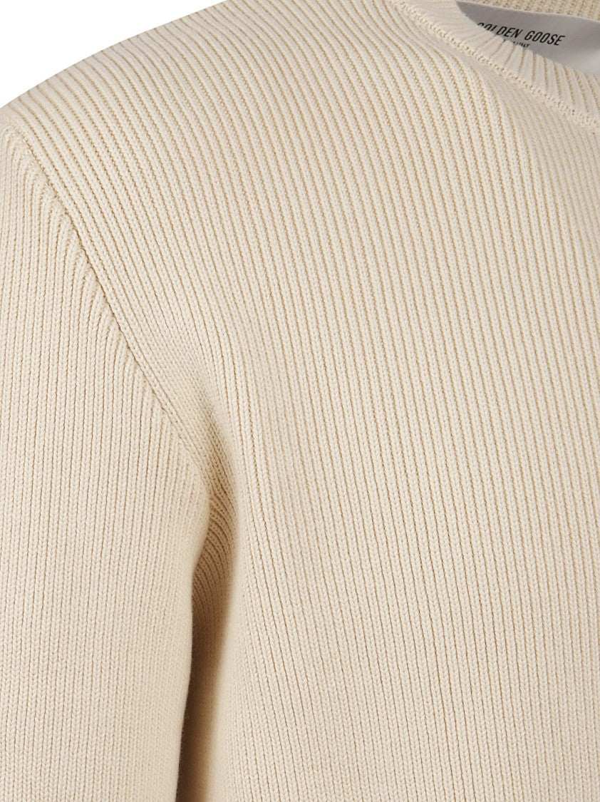 Golden Goose Ribbed Knit Sweater With Double Star Logo