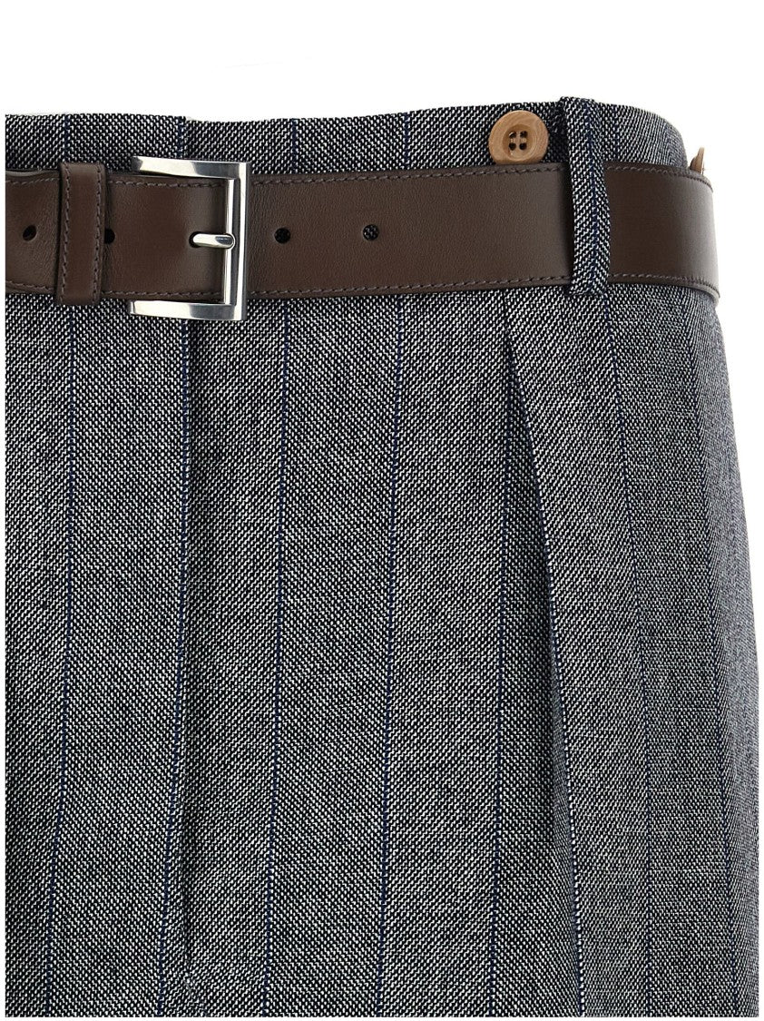 Prada Striped Wool Skirt