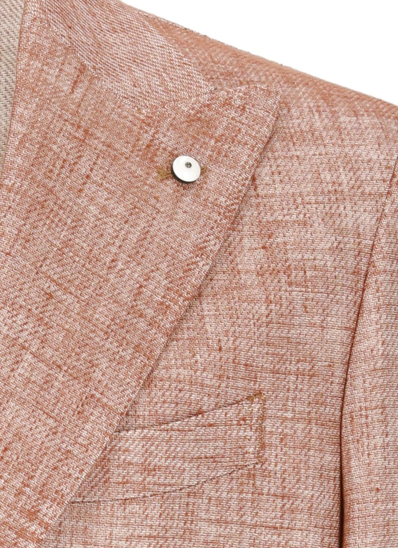 Lubiam Orange Cotton And Linen Jacket
