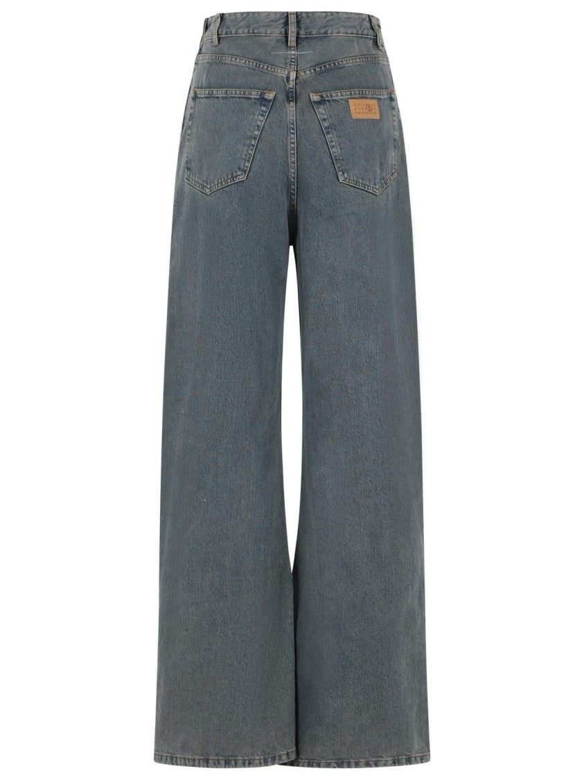 Mm6 By Maison Margiela 'Reverse' Blue Cotton Jeans