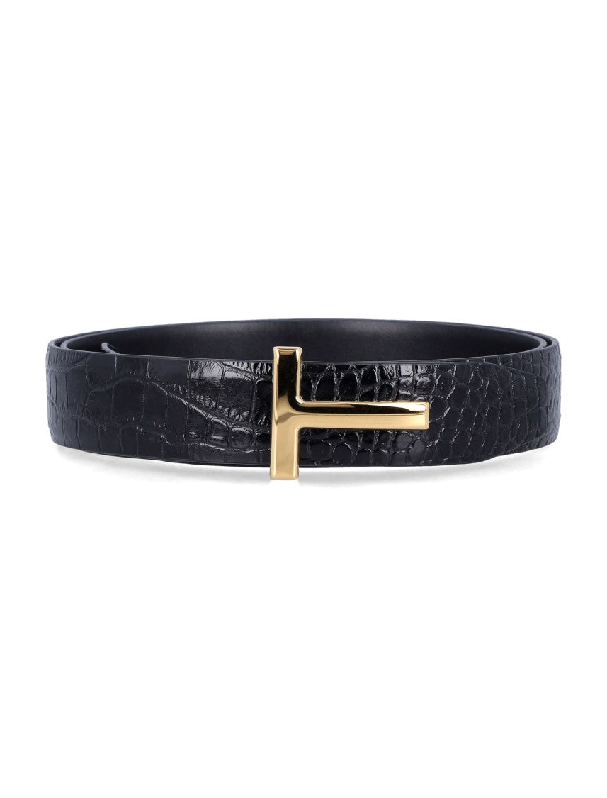 Tom Ford T 30 Belt Crocco T Gold