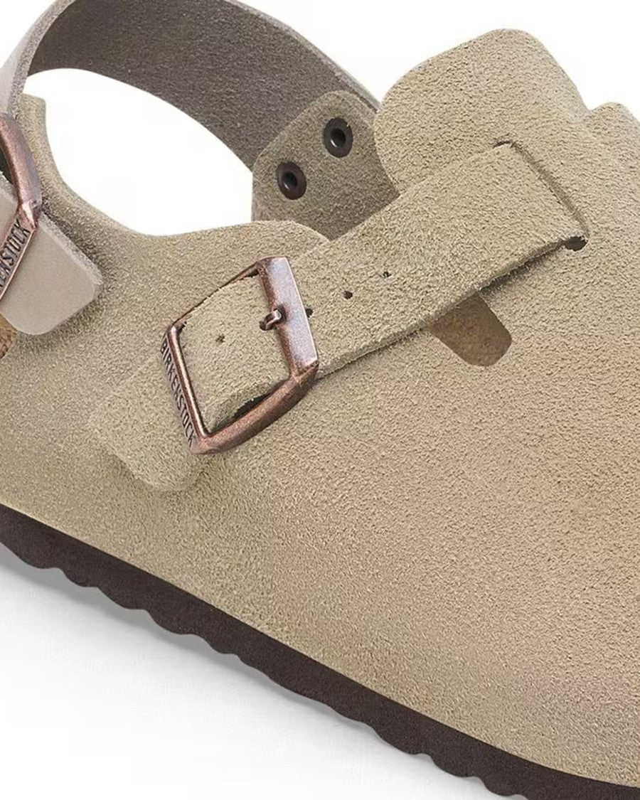 Birkenstock Tokio Taupe Suede Leather Slides