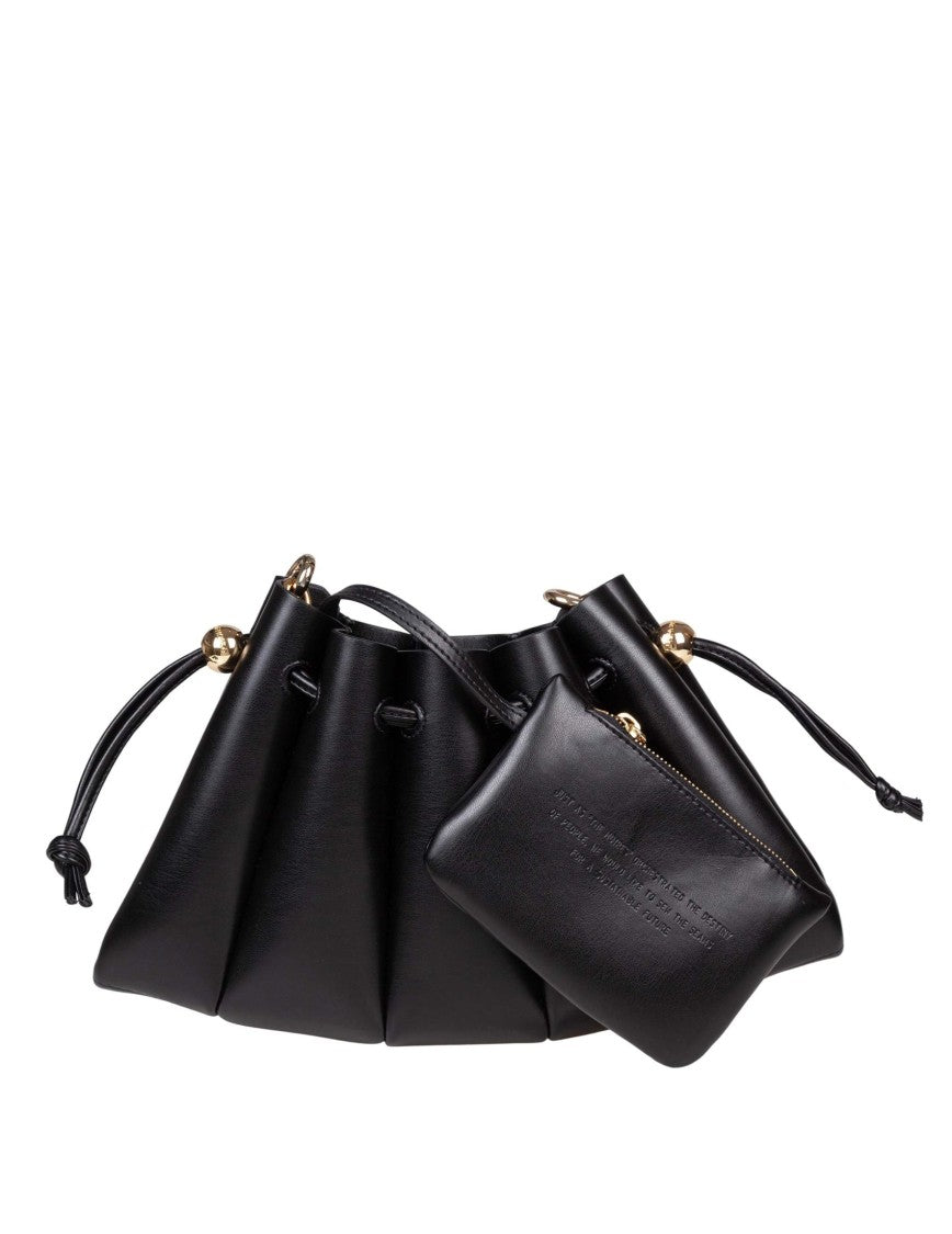 Themoirè Accordion-Design Vegan Leather Bag With Lace Closure And Gold Hardware