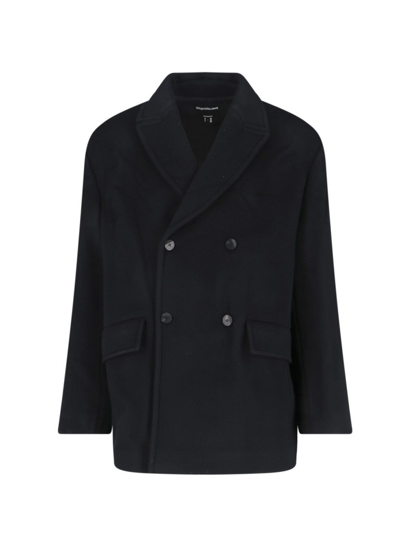 Ader Error Short Double-Breasted Coat, In Black Wool