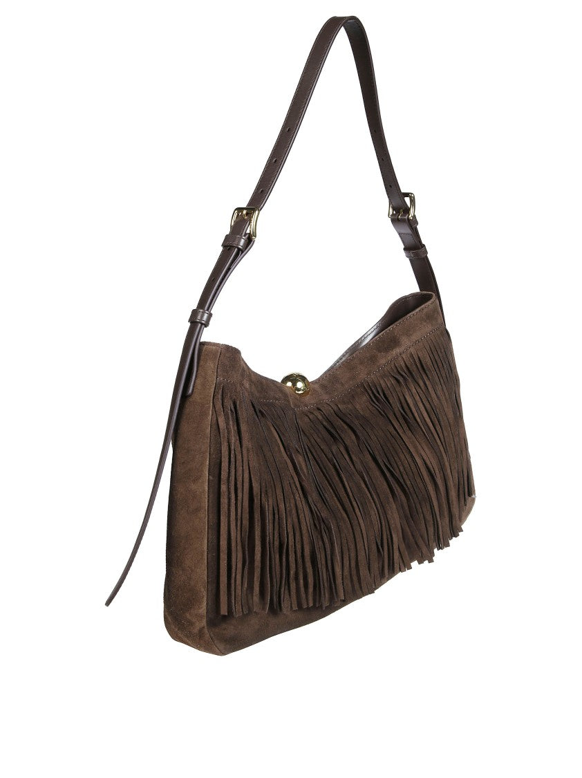 Furla Sfera Soft L Fringed Suede Shoulder Bag