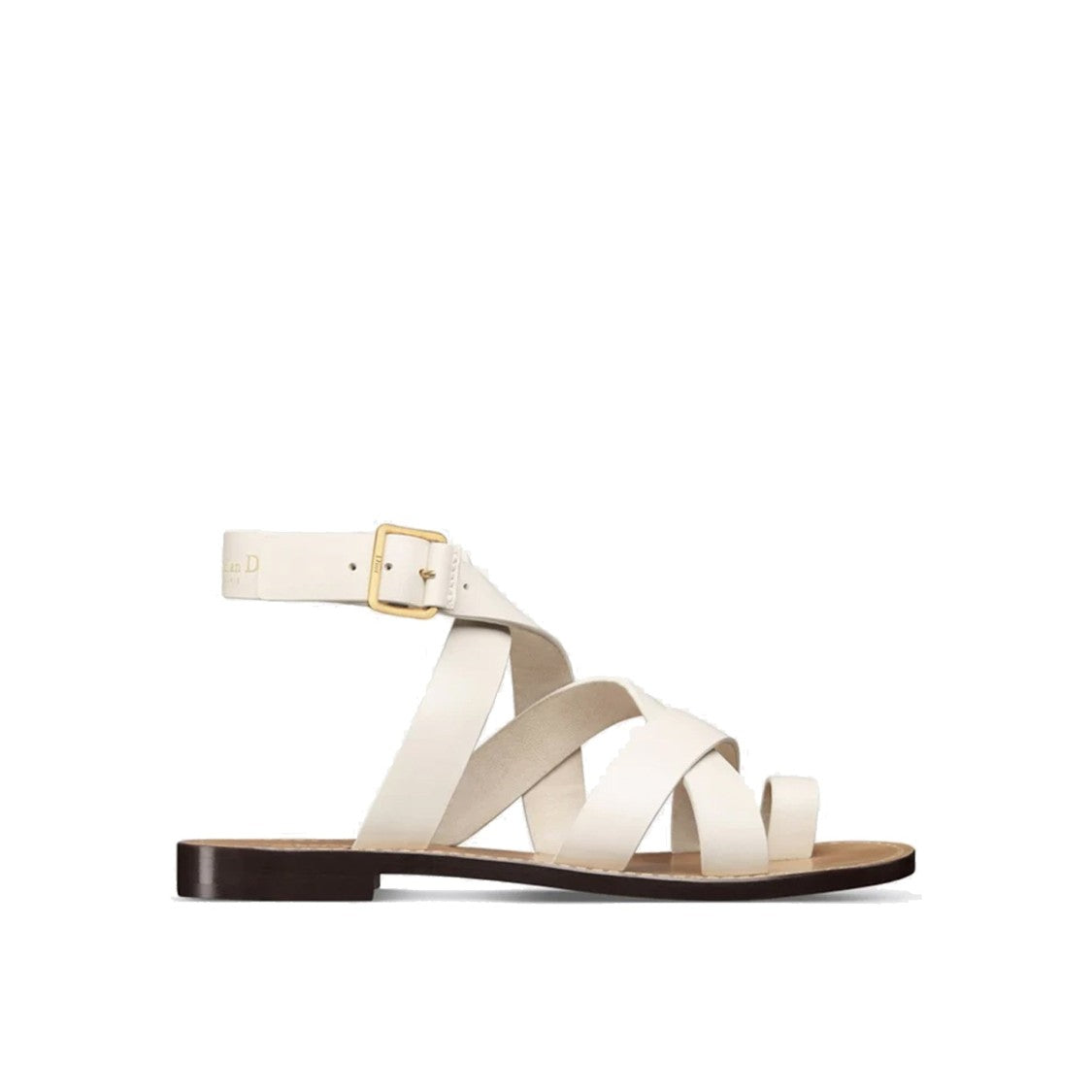 Dior Sun Leather Flat Sandals With Crisscross Straps
