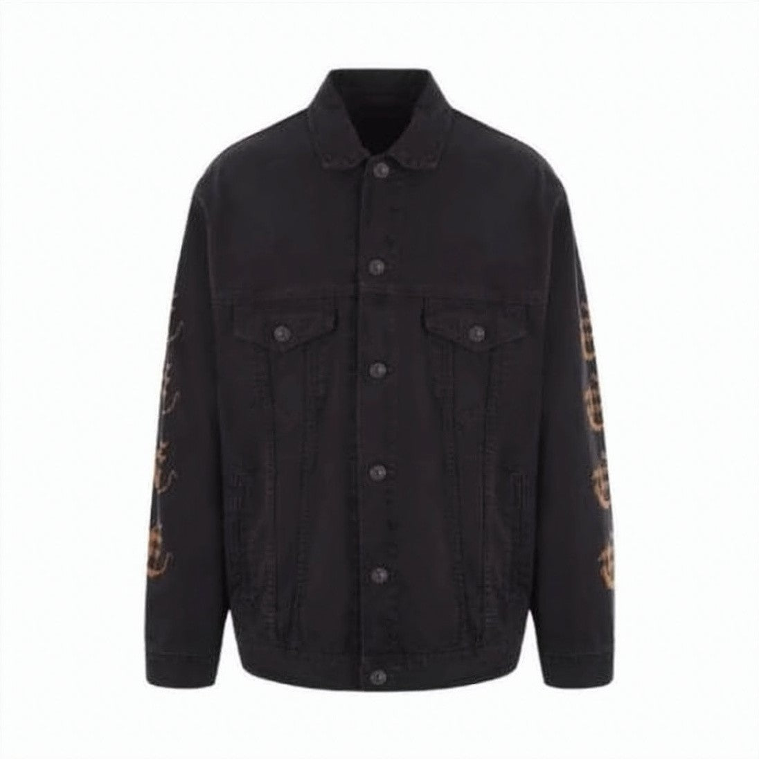Balenciaga Black Denim Jacket With Structured Collar
