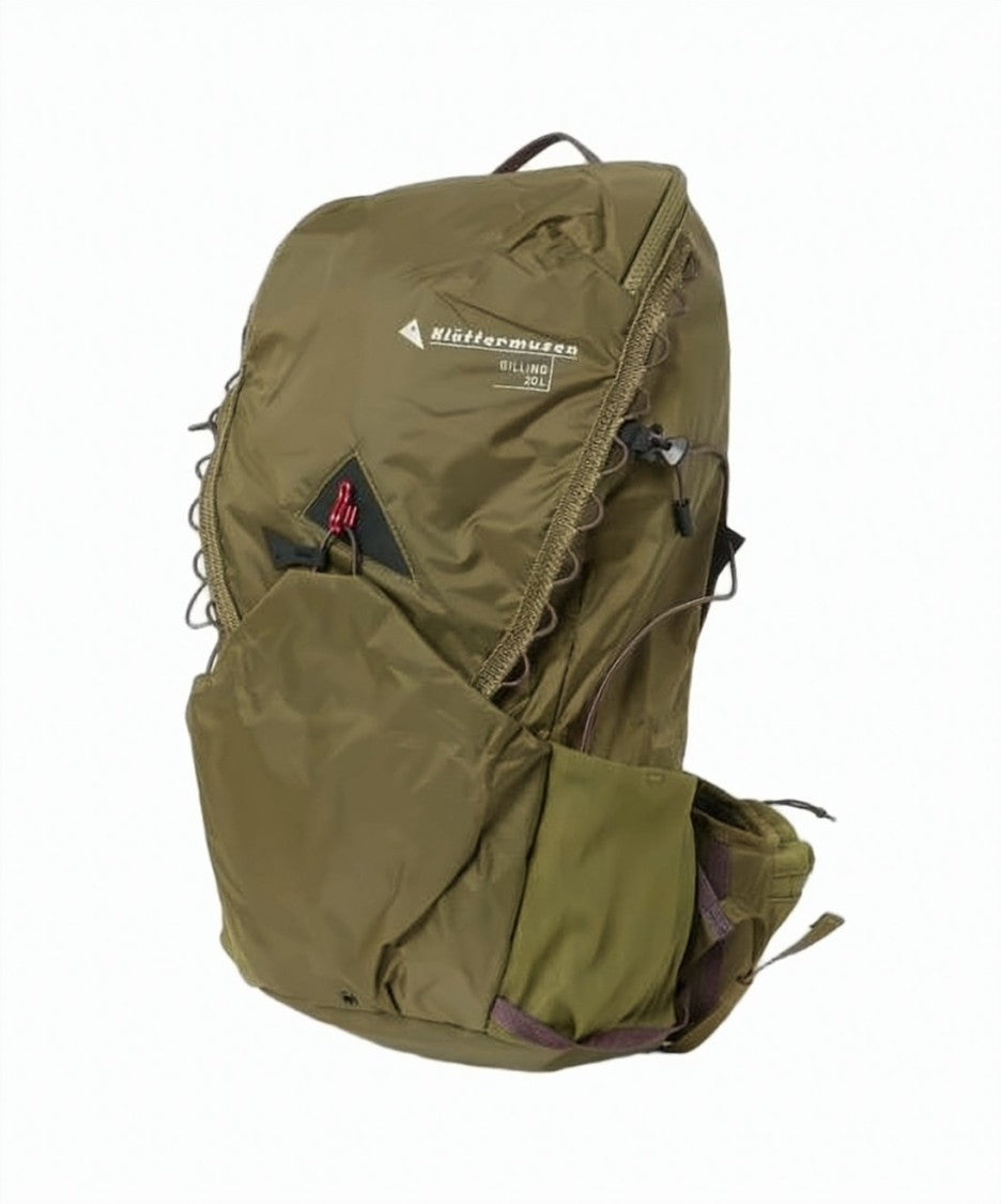 Klattermusen Spacious Green Polyamide Backpack With Flap Closure And Multiple Pockets