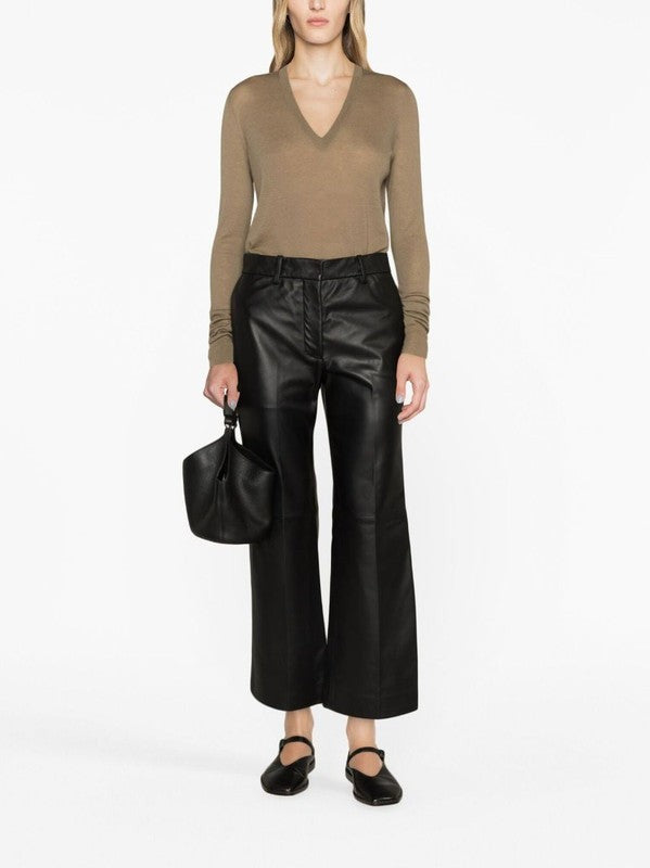 Joseph Talia Leather Cropped Trousers