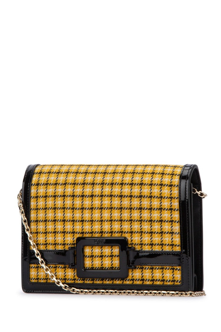 Roger Vivier Structured Clutch With Check Pattern And Bold Buckle Detail