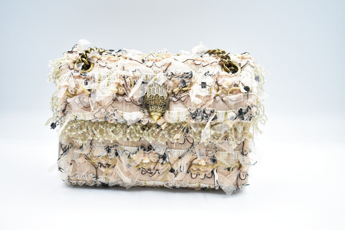 Kurt Geiger Structured Beige Handbag Fringed Detailing
