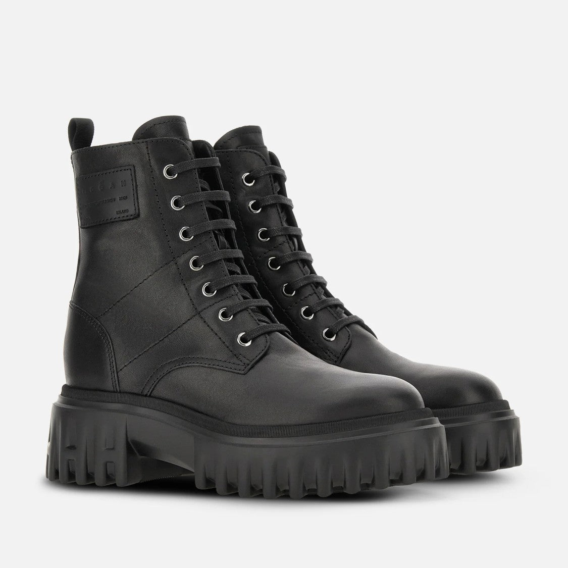 Hogan High Ankle Lace-Up Rugged-Sole Boots