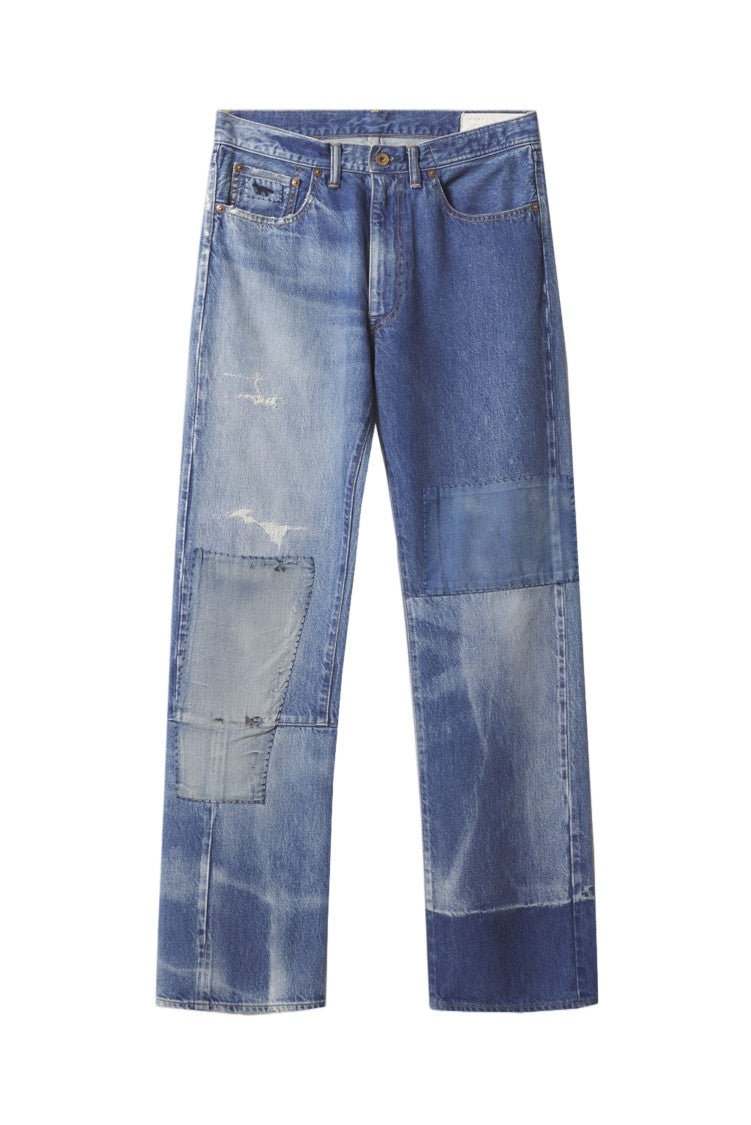 Maison Kitsuné Patchwork 5-Pocket Cotton Denim Jeans