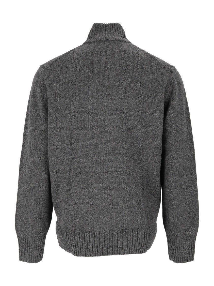 Lacoste Textured Knit Pullover Sweater With High Ribbed Collar