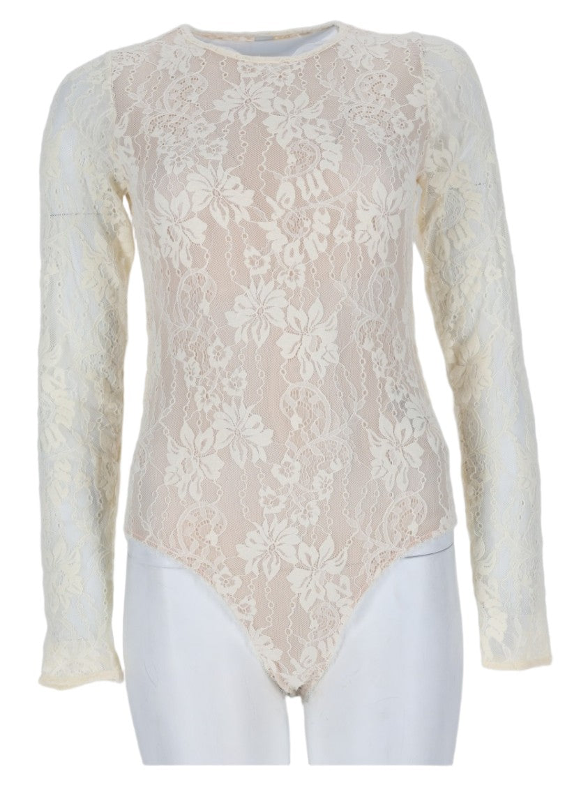 Zimmermann High Neck Long-Sleeve Lace Bodysuit