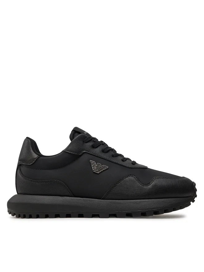 Emporio Armani Black Leather Sneakers