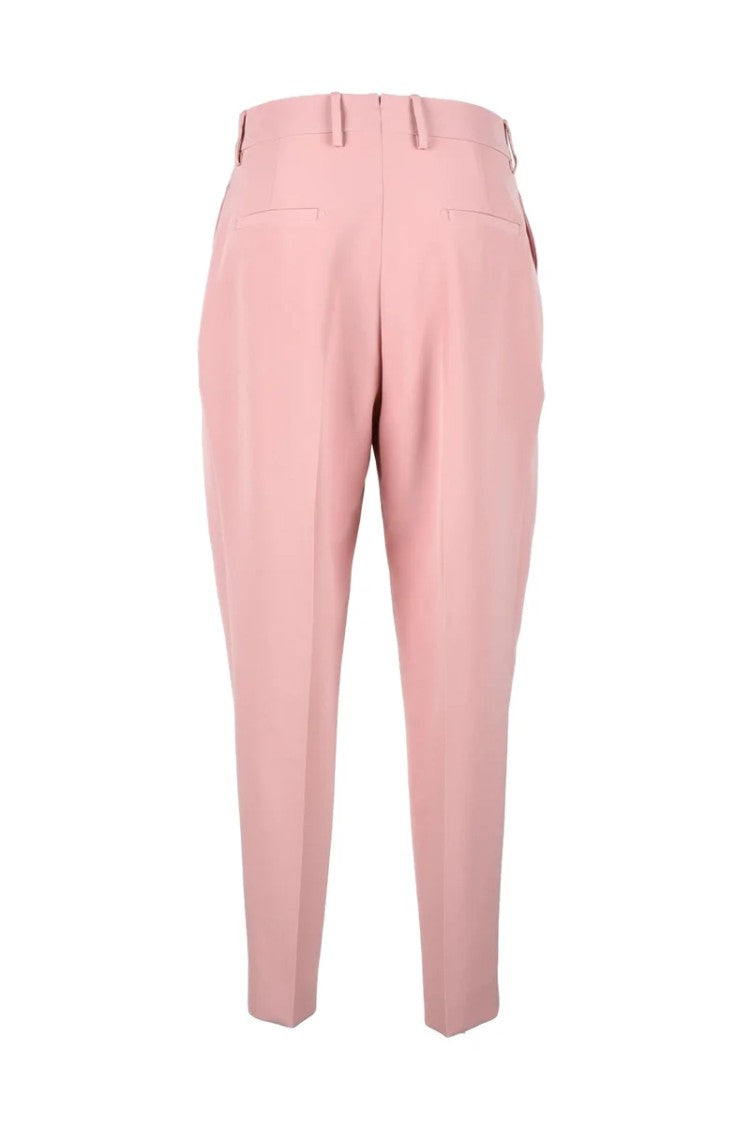 Berwich Tailored Pink Trousers With Pleated Front And Tapered Leg