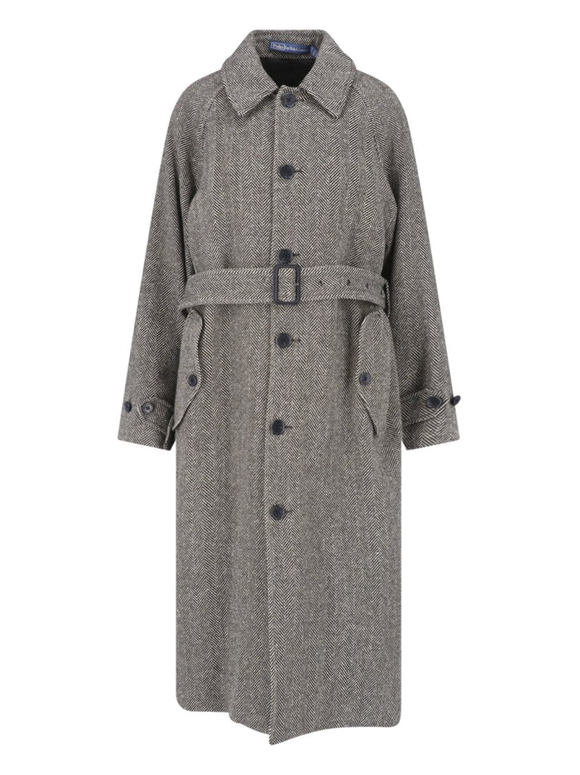 Polo Ralph Lauren Black Mid-Length Wool-Blend Coat