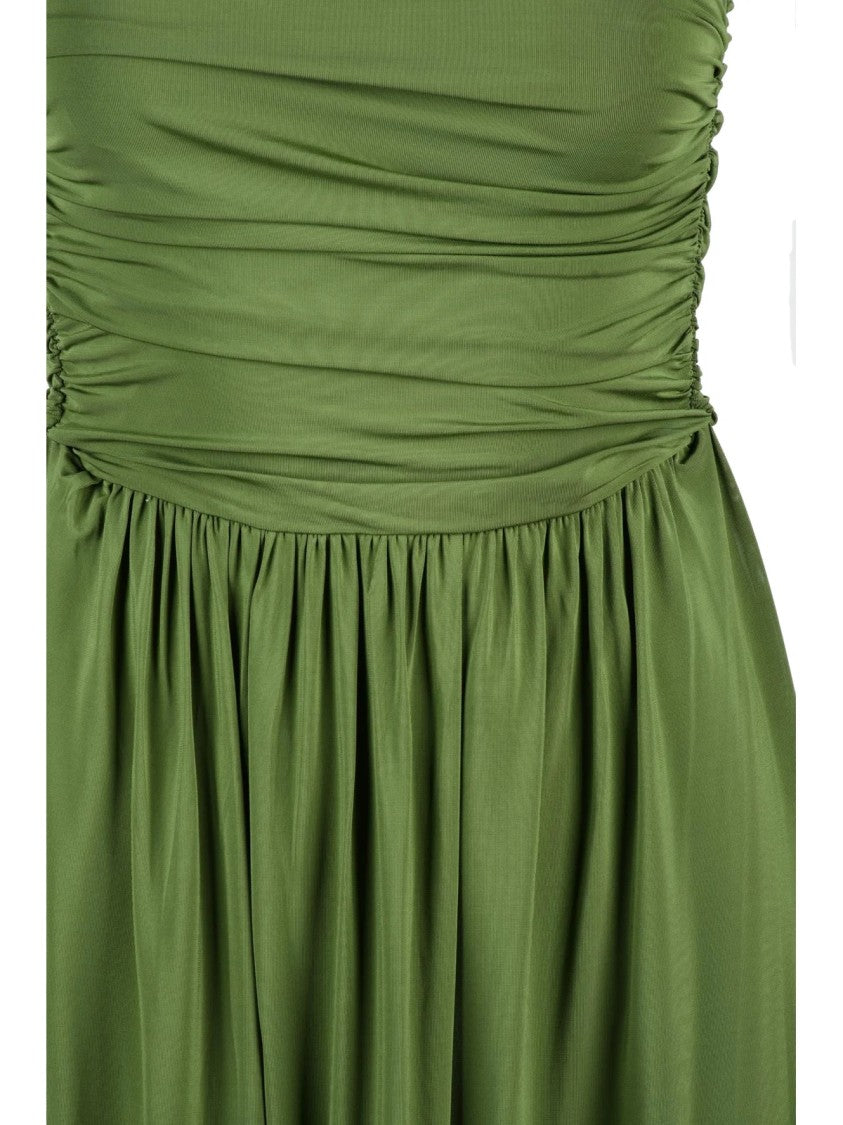 Max Mara Bottle Green Empire Viscose Elastane Dress