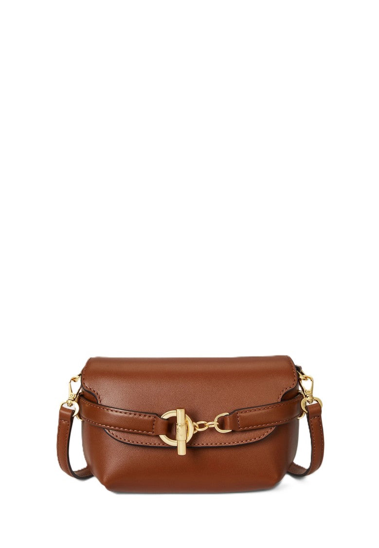 Lauren Ralph Lauren Brown Natural Smooth Leather Crossbody Bag