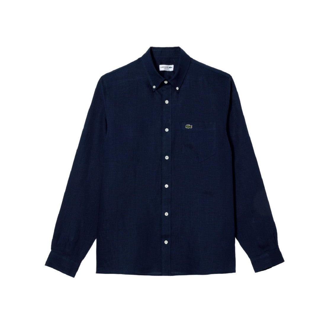 Lacoste Embroidered Crocodile Detail Blue Lino Shirt