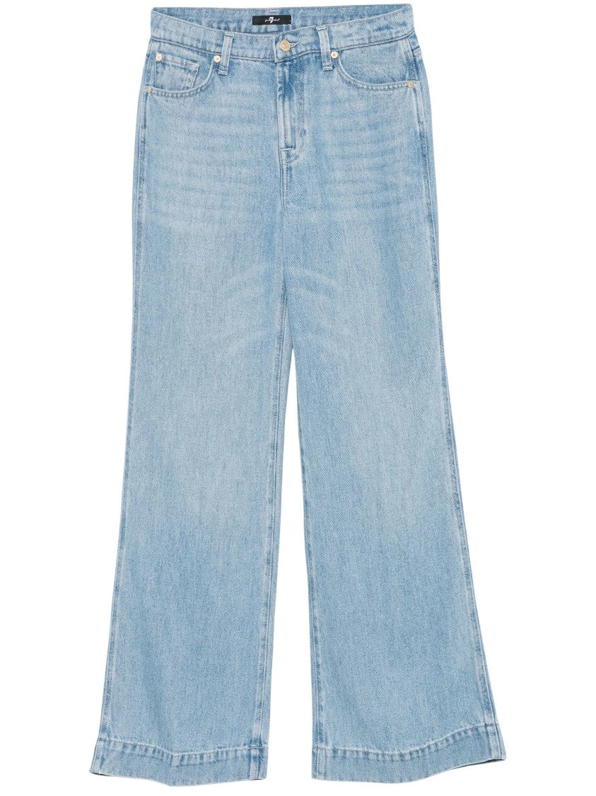 7 For All Mankind Wide-Leg High-Waisted Denim Jeans In Light Wash