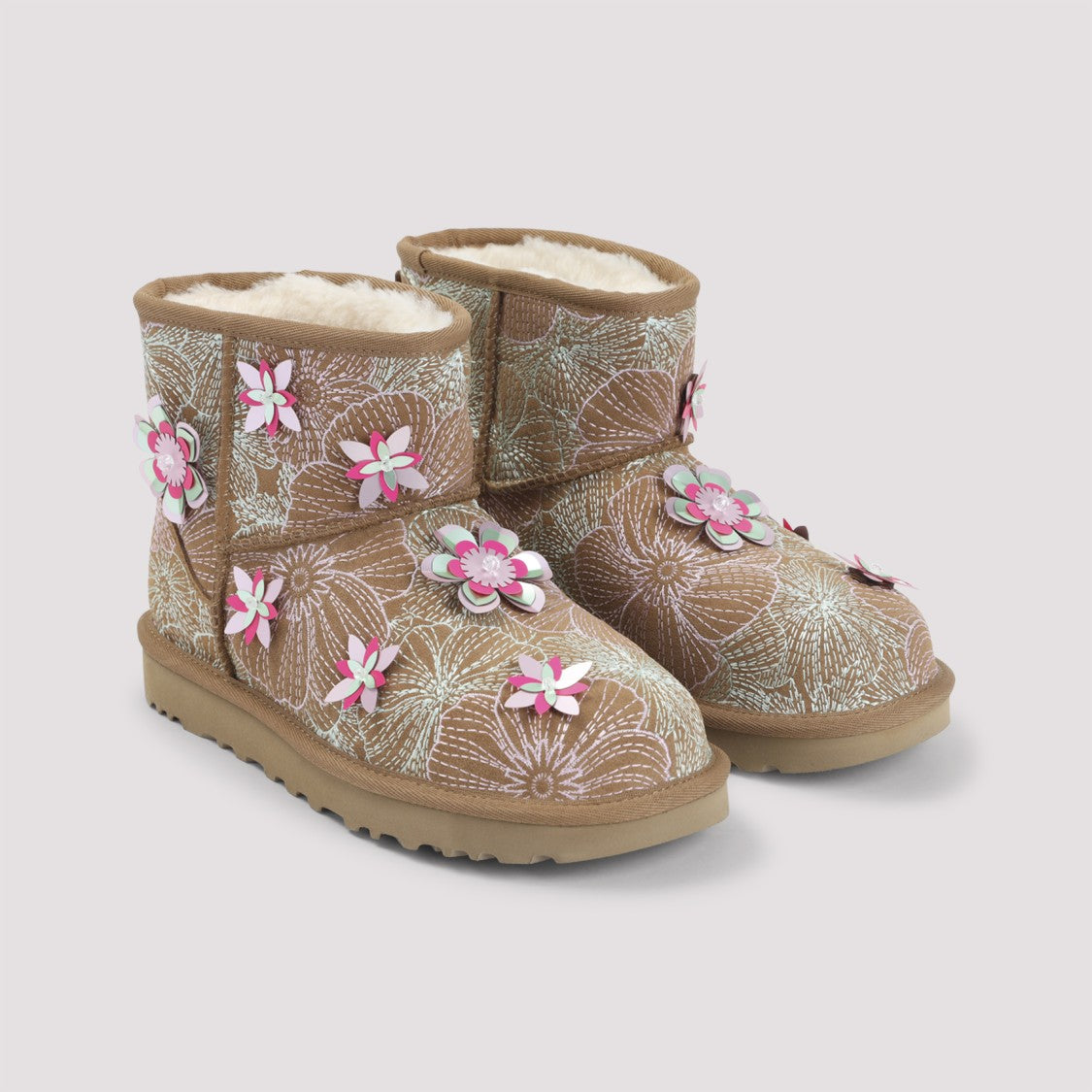 Ugg Playful Floral Ankle Boots With 3D Appliqués