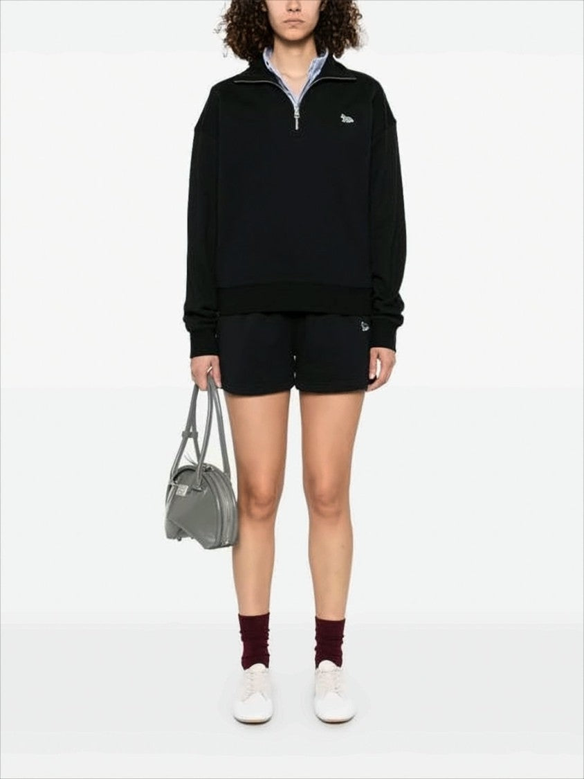 Maison Kitsuné Long-Sleeve Pullover With Half-Zip And Embroidered Logo