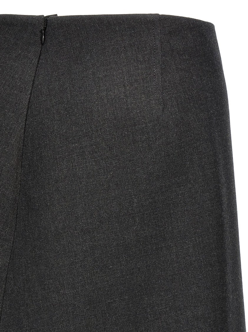 Jil Sander A-Line Grey Wool Skirt With Back Zip Closure