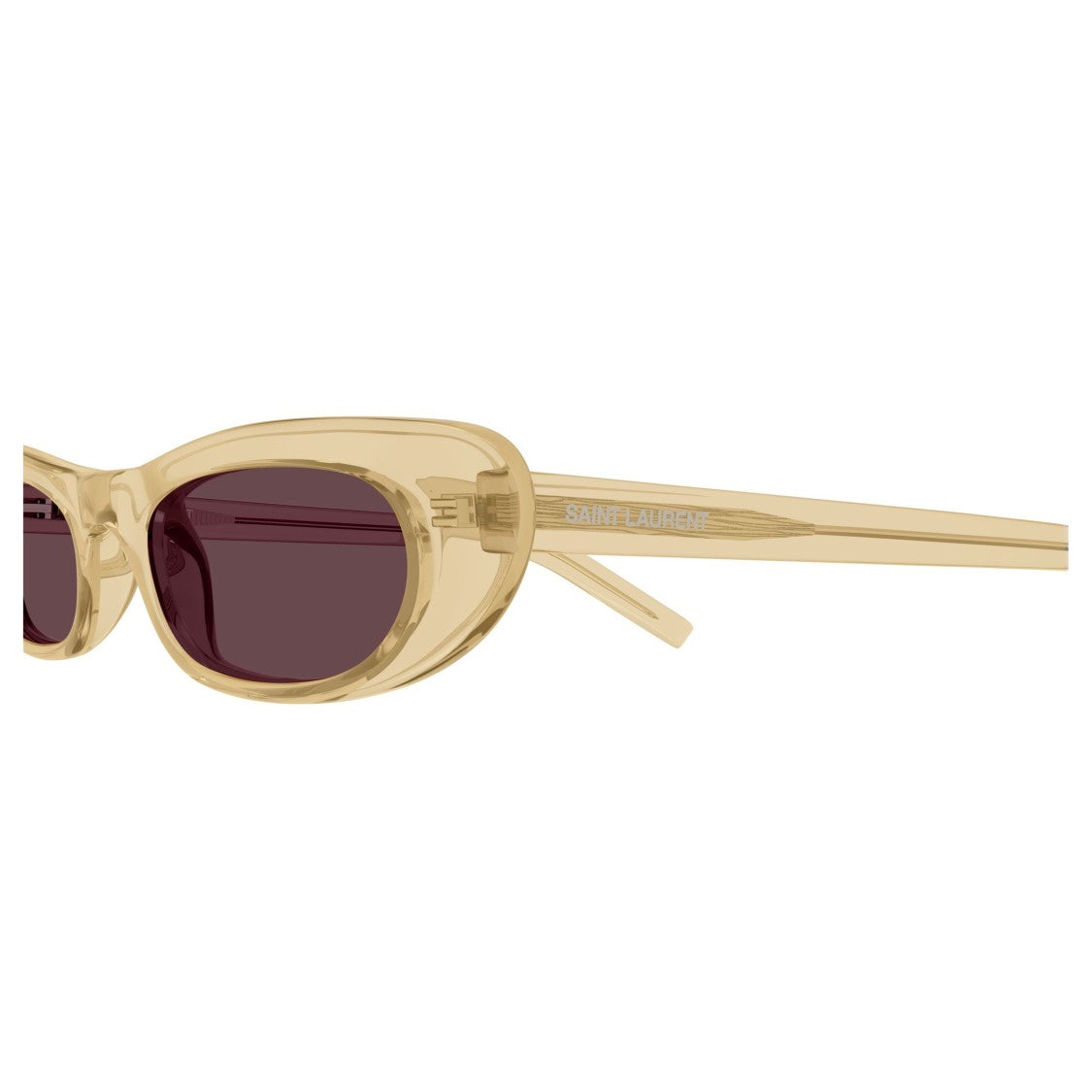 Saint Laurent Translucent Yellow Acetate Sunglasses With Rich Burgundy Lenses