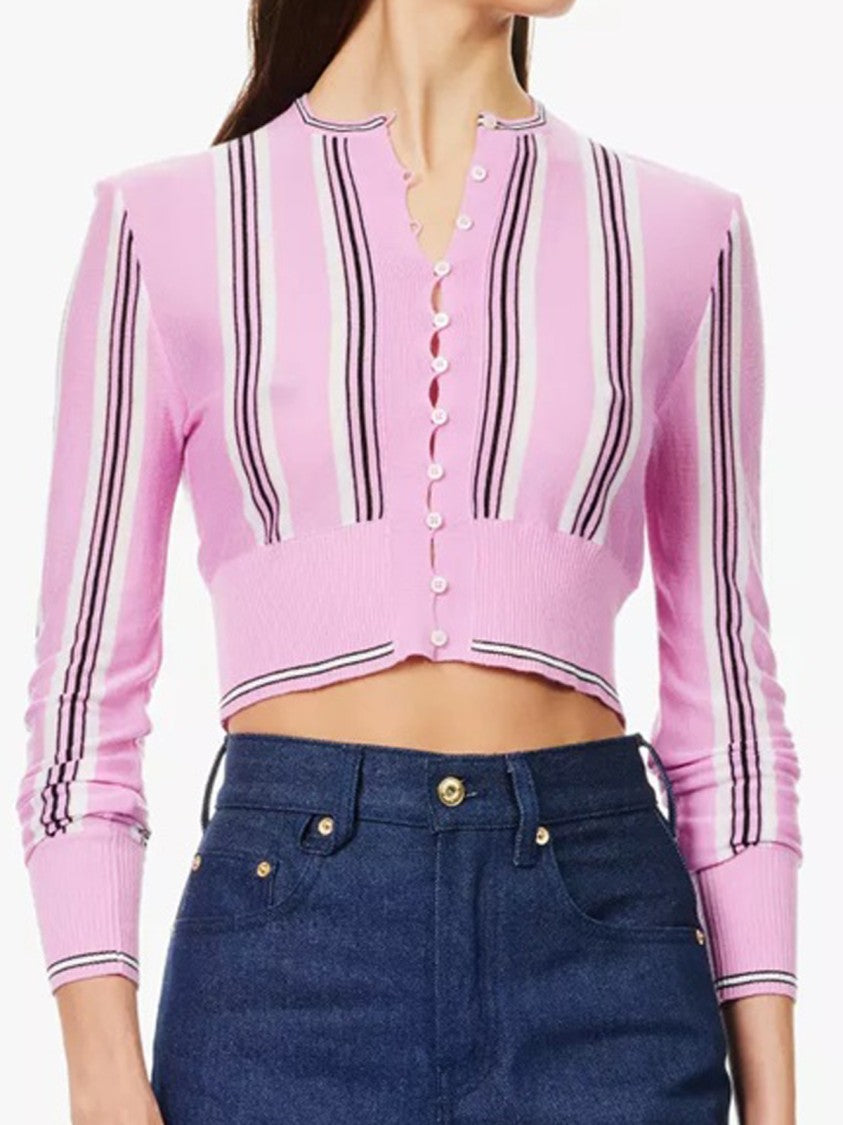 Jacquemus Cropped Vertical Stripe Cardigan With Button-Down Front