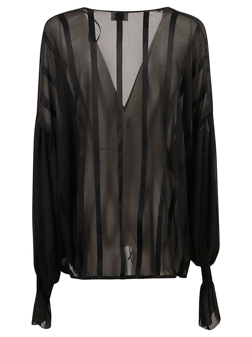 Saint Laurent Relaxed Black Silk Top