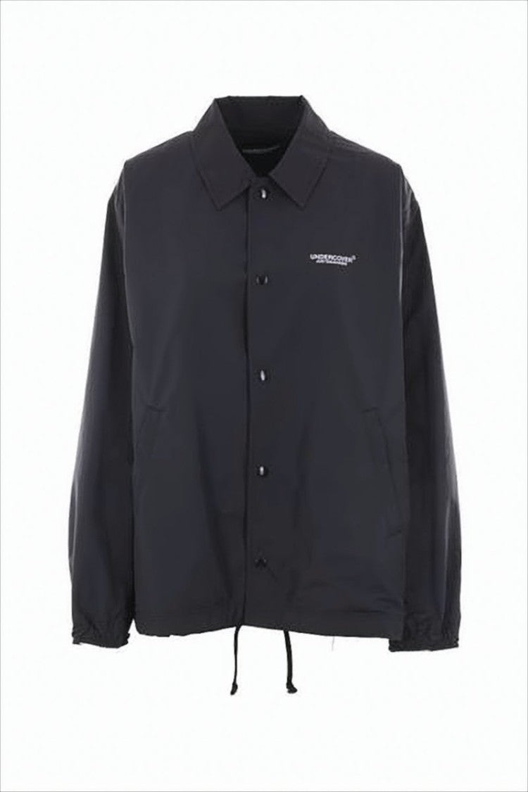 Undercover Casual Black Nylon Jacket With Graphic Detailing