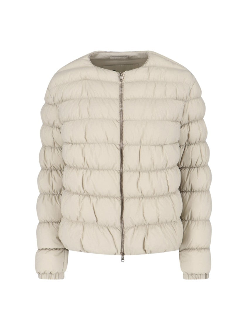 Herno White Jacket With Structured Silhouette And High Collar