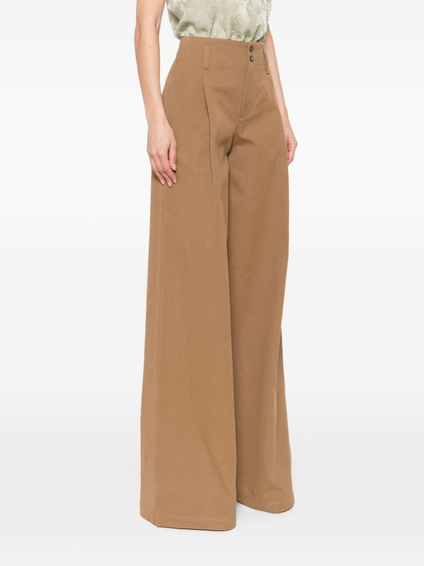 Chloé High-Rise Wide-Leg Pants In Cotton Canvas