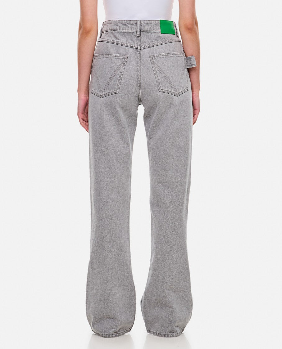 Bottega Veneta Light Grey Washed Flared Denim Pants