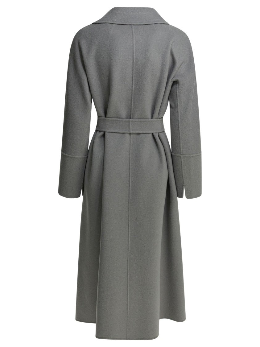 Max Mara Long Wool Coat With Belted Waist