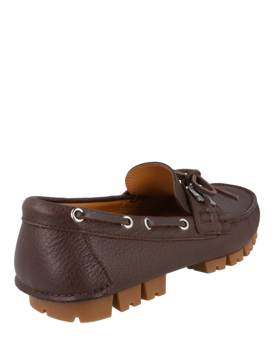 Ferragamo Pebbled Calfskin Leather Loafers