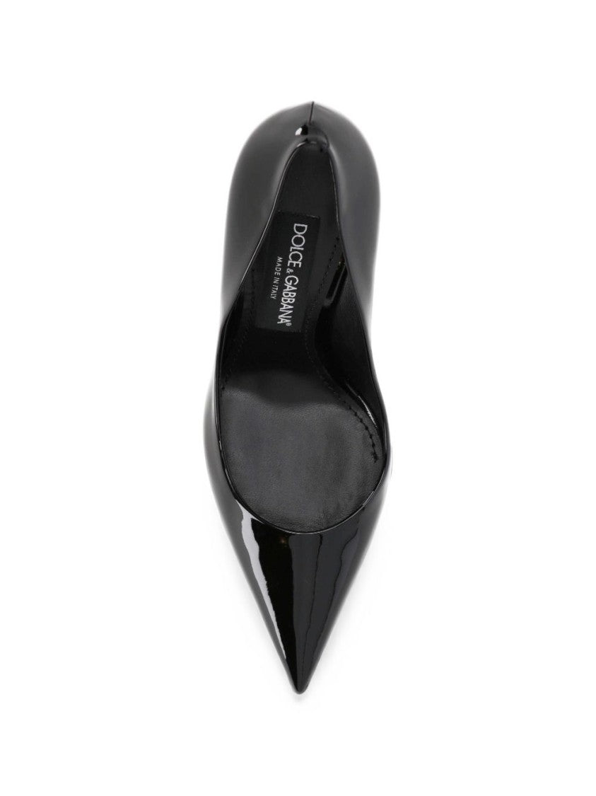 Dolce & Gabbana Glossy Patent Leather Pumps With Stiletto Heel And Dg Logo