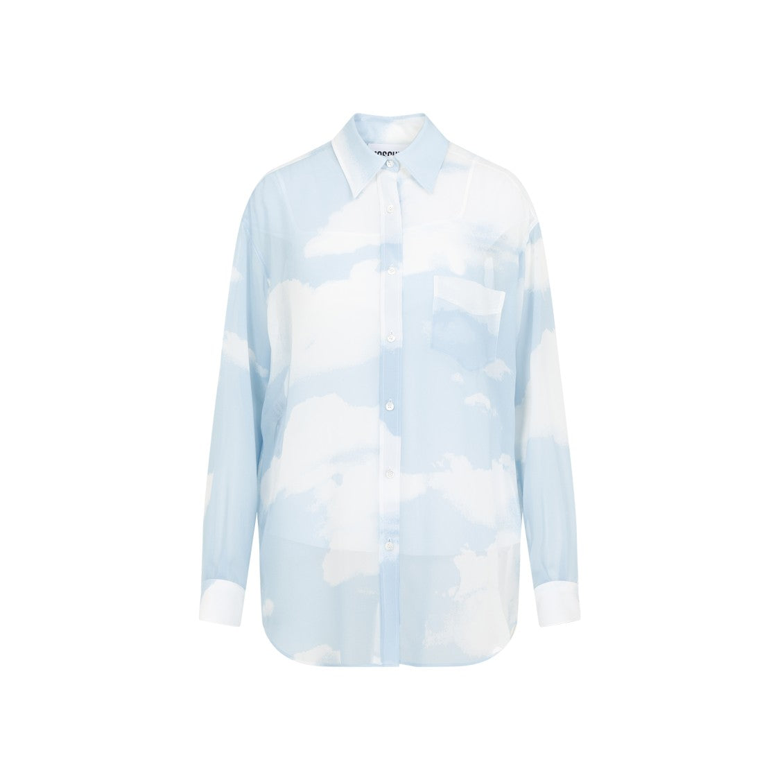 Moschino Blue Silk Long-Sleeved Shirt
