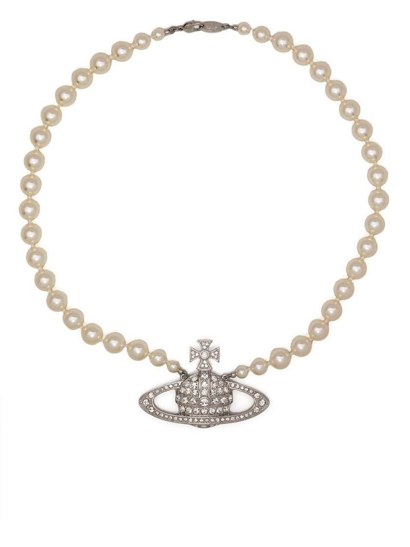 Vivienne Westwood Lustrous Pearl Necklace With Silver-Tone Orb Pendant