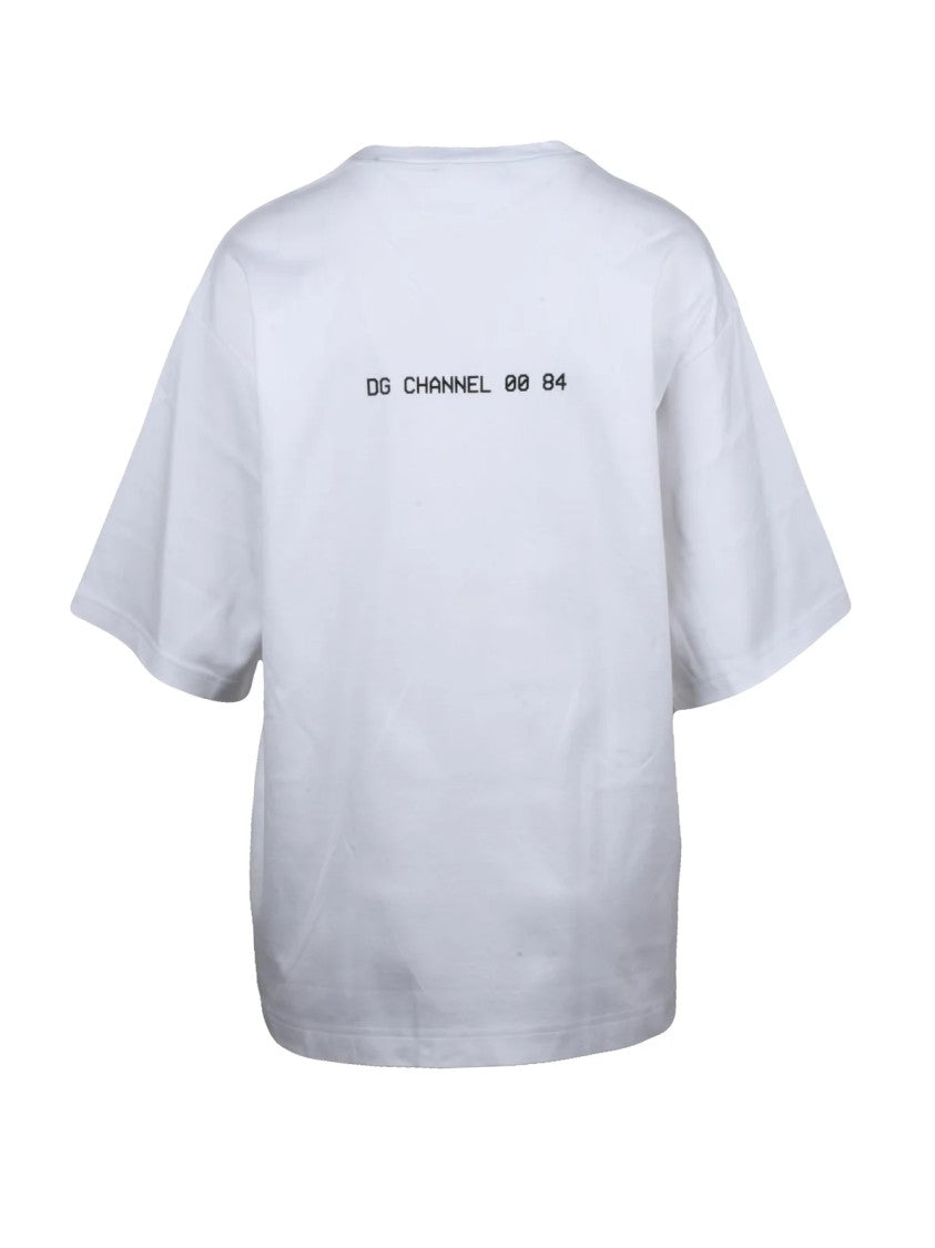 Dolce & Gabbana White Colorful Graphic Crew Neck Cotton T-Shirt
