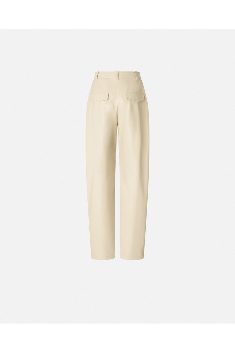 Pinko Beige High-Waist Side Pocket Polyester Straight-Leg Pants