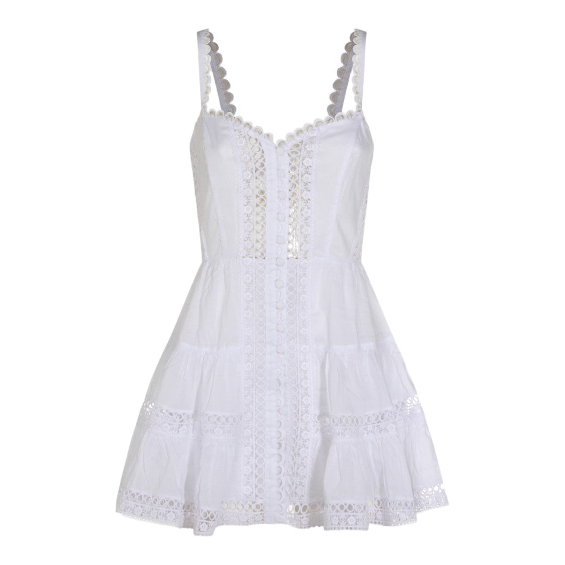 Charo Ruiz Ibiza Sleeveless Mini Dress With Scalloped Straps And Lace Detailing