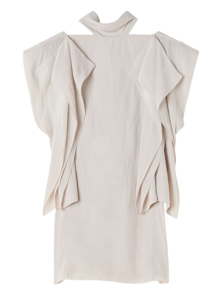 Lanvin Off-White High-Neck Ruffled Sleeveless Top