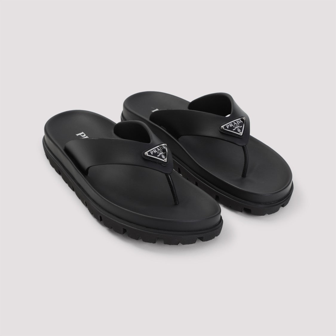 Prada Minimalist Black Sandals With Rugged Sole