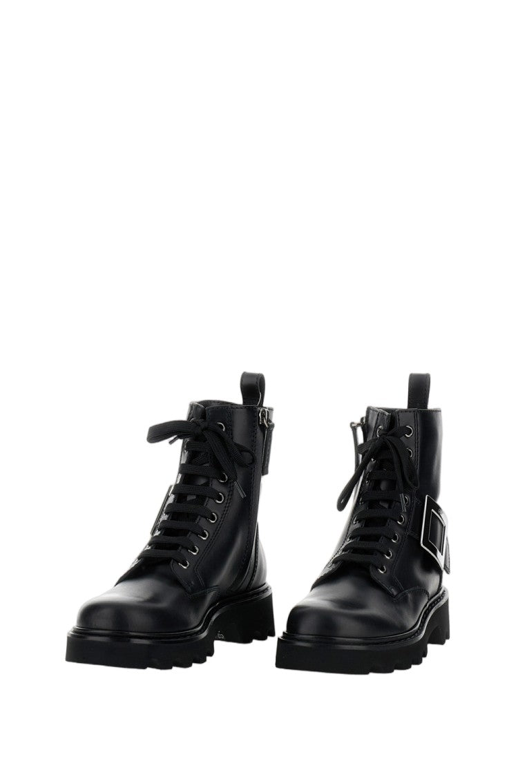 Roger Vivier Smooth Leather Ankle Boots With Lace-Up Closure