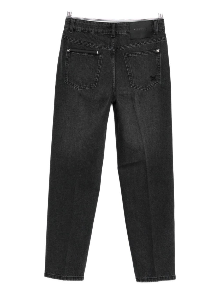 John Richmond Tailored Black Jeans With Subtle Ring Detail